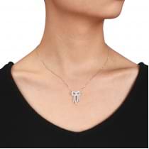 Diamond Double Bow Fashion Pendant Necklace 14k White Gold (0.44ct)