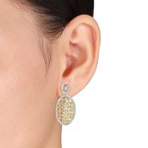Diamond Dangling Lattice Ear Pin Earrings 14k Yellow Gold (0.76ct)