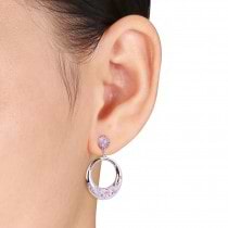 Pink Sapphire & Diamond Fashion Earrings 14k White Gold (6.80ct)