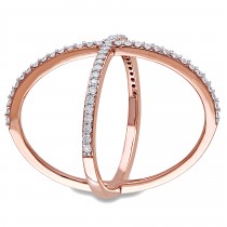 Abstract Diamond "X" Cross Fashion Ring 14k Rose Gold (0.37ct)