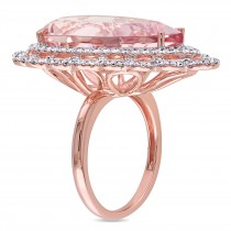Pear Morganite & Diamond Halo Fashion Ring 14k Rose Gold (14.625ct)
