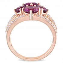Round Pink Tourmaline & Diamond Fashion Ring 14k Rose Gold (2.75ct)