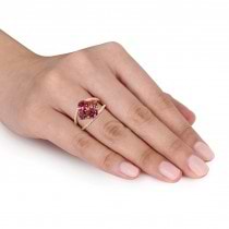 Round Pink Tourmaline & Diamond Fashion Ring 14k Rose Gold (2.75ct)