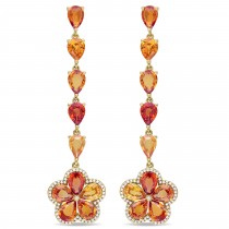 Multicolored Sapphire & Diamond Earrings 14k Yellow Gold (17.25ct)
