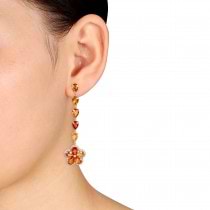 Multicolored Sapphire & Diamond Earrings 14k Yellow Gold (17.25ct)