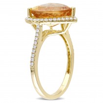 Citrine & Diamond Heart Ring 14k Yellow Gold (5.20ct)