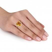 Citrine & Diamond Heart Ring 14k Yellow Gold (5.20ct)