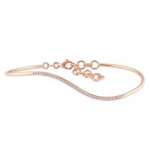 Diamond Contoured Adjustable Bangle Bracelet 14k Rose Gold (0.15ct)