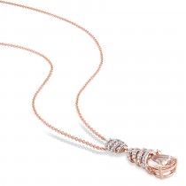 Pear Morganite & Diamond Swirl Pendant Necklace 14k Rose Gold (2.45ct)