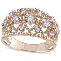 Diamond Accented Filigree Fashion Ring 18k Rose Gold (0.25ct)