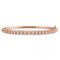 Diamond Rope Link Bangle Bracelet 14k Rose Gold (0.88ct)