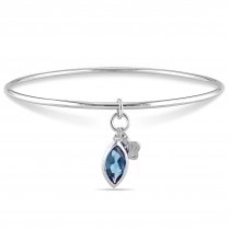 Marquise Blue Topaz Bangle Bracelet Sterling Silver (2.00ct)