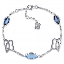 Marquise Blue Topaz Bracelet Sterling Silver (4.60ct)