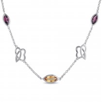 Marquise Citrine & Rhodolite Necklace Sterling Silver (6.65ct)