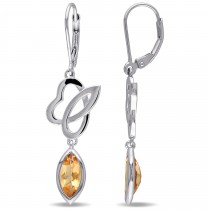 Marquise Citrine Dangle Earrings Sterling Silver (2.00ct)