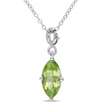 Marquise Peridot Enhancer Pendant Sterling Silver (1.70ct)