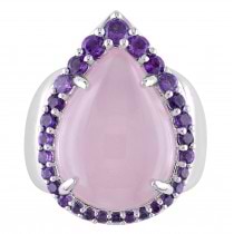 Pear Pink Chalcedony & Amethyst Fashion Ring Sterling Silver (12.62ct)