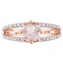 Round Morganite & Diamond Fashion Ring 14K Rose Gold (1.46ct)