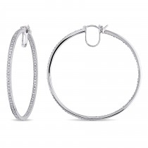 Diamond Hoop Earrings 14k White Gold (1.80ct)