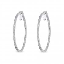 Diamond Hoop Earrings 14k White Gold (1.80ct)
