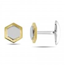 Hexagon Cuff Link Pin 14k Two-tone Gold