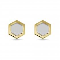 Hexagon Cuff Link Pin 14k Two-tone Gold