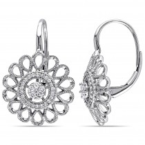 Flower Diamond Leverback Earrings 14k White Gold (0.25ct)