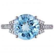 Blue Topaz and Diamond Fashion Ring 14k White Gold (4.75ct)