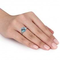 Blue Topaz and Diamond Fashion Ring 14k White Gold (4.75ct)