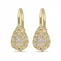 Round White Sapphire Leverback Earrings 14k Yellow Gold (0.30ct)