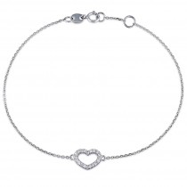 Heart Diamond Adjustable Bracelet 14k White Gold (0.10ct)