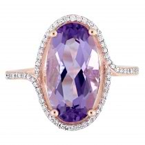 Oval Amethyst and Diamond Fashion Ring 14k Rose Gold (4.50ct)