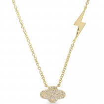 Cloud & Lightning Diamond Necklace 14k Yellow Gold (0.10ct)