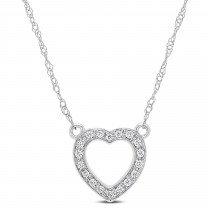 Diamond Heart Pendant Necklace 14k White Gold (0.10ct)