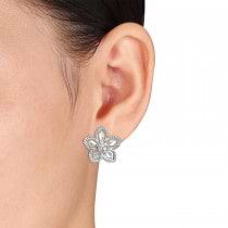 Round Diamond Cuff Earrings 14k White Gold (0.875 ct)