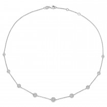 Round Diamond 5-Pendant Necklace 18k White Gold (2.30 ct)