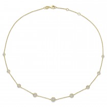 Round Diamond 5-Pendant Necklace 18k Yellow Gold (2.30 ct)
