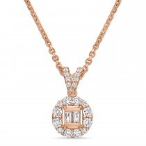 Parallel and Round Diamond Fashion Pendant 18k Rose Gold (0.30 ct)