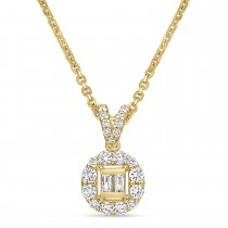 Parallel and Round Diamond Fashion Pendant 18k Yellow Gold (0.30 ct)