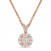 Parallel and Round Diamond Pendant 18k Rose Gold (0.375 ct)