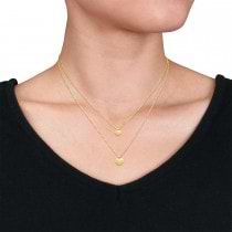 Double Heart Necklace 18k Yellow Gold