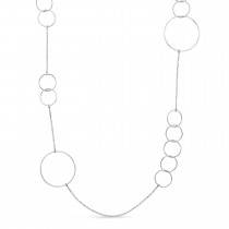 Multi-Circle Fancy Necklace 18k White Gold
