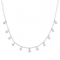 Fancy Spheres Necklace 18k White Gold
