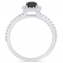 Round Cut Black and White Diamond Halo Ring 14k White Gold (0.98ct)