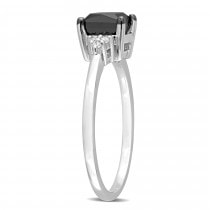 Black and White Diamond Fashion Ring 14k White Gold (0.81ct)