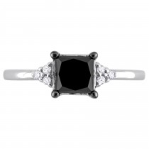 Black and White Diamond Fashion Ring 14k White Gold (0.81ct)