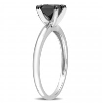 Princess Cut Black Diamond Solitaire Ring in 14k White Gold (1.00ct)