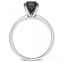 Round Cut Black Diamond Solitaire Ring in 14k White Gold (1.50ct)