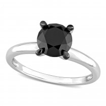 Round Cut Black Diamond Solitaire Ring in 14k White Gold (2.00ct)