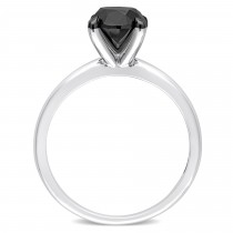 Round Cut Black Diamond Solitaire Ring in 14k White Gold (2.00ct)